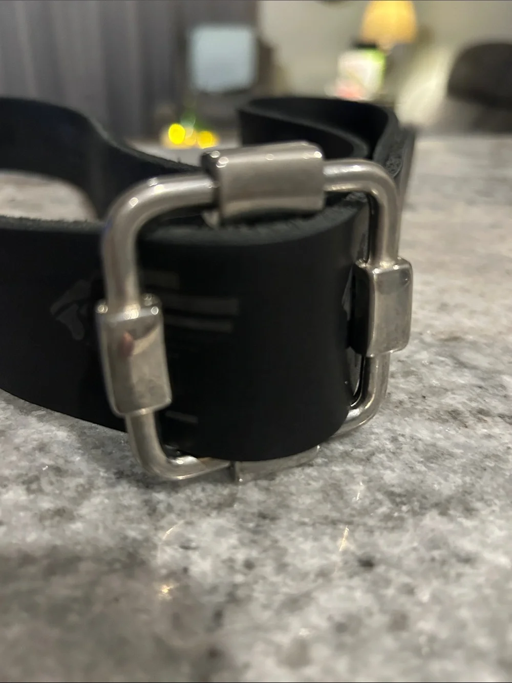 Versace Black Leather Belt with Silver Buckle